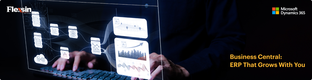 MS Dynamics 365 BC/NAV interface showcasing API-driven integration with ERP, inventory, and analytics systems.