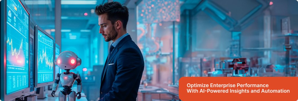 Intelligent business solutions: Visual representation of Agentic AI analyzing data to drive intelligent business insights and decisions. 