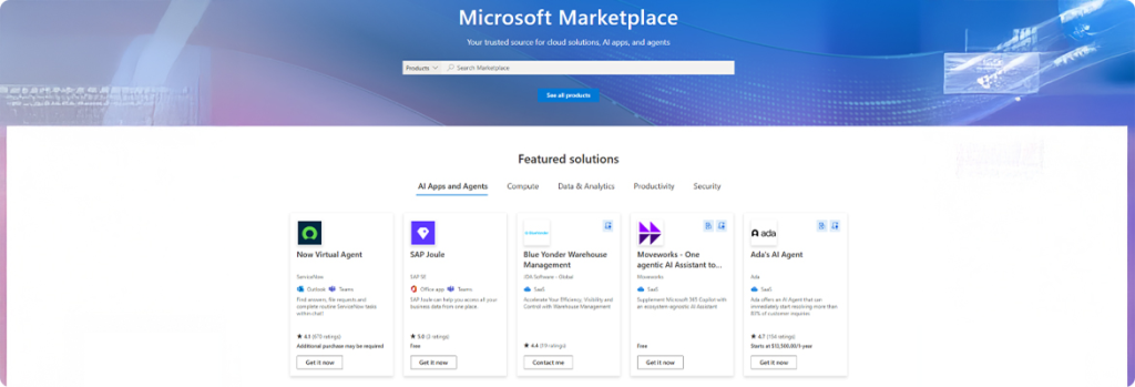 Microsoft Marketplace offering a variety of business applications for every industry 