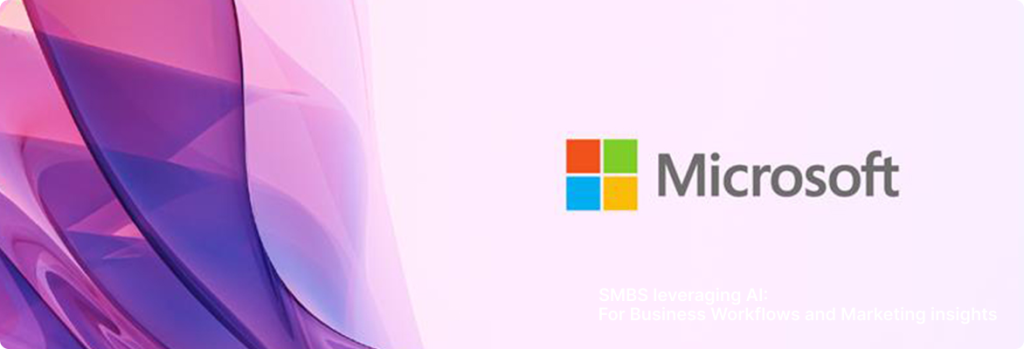 Microsoft blog header image with stylized Microsoft logo and abstract purple waves, illustrating the theme of agentic AI driving business transformation 
