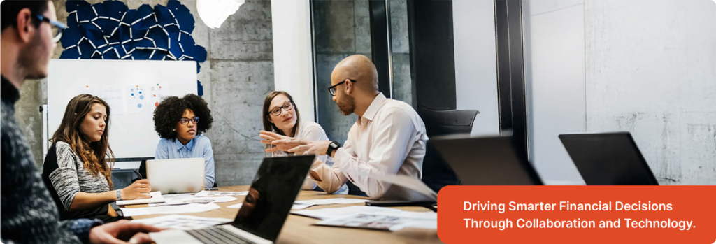 SAP Business Suite - Finance and business leaders collaborating on digital finance transformation using SAP Business Suite enterprise software. 