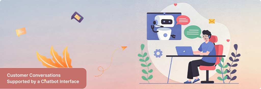 Group of customers engaging in a dialog with an AI chatbot on a large screen.