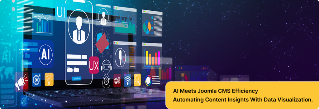 Joomla AI integration with CMS dashboard and data processing for easy visualization.