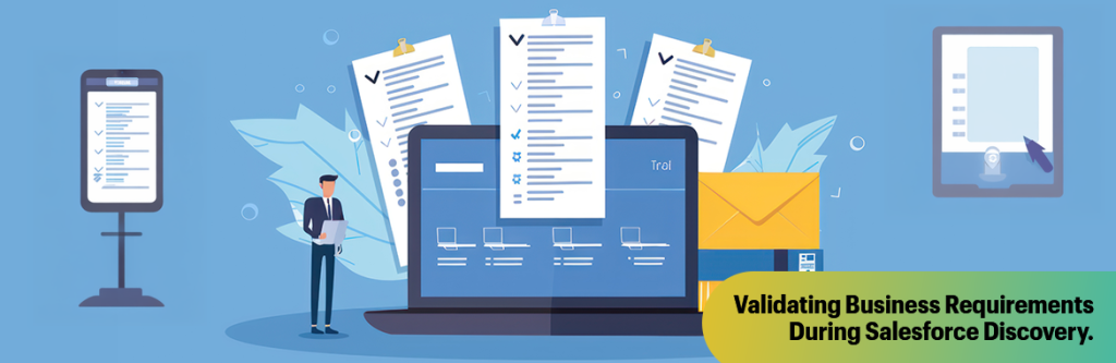 User reviewing a checklist of Salesforce requirements gathering, validation, and task completion | Flexsin 