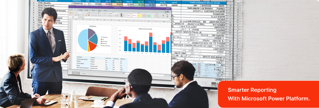 Microsoft Power Platform’s financial reporting dashboard integrated with Power BI analytics and Power Automate workflows | Flexsin 