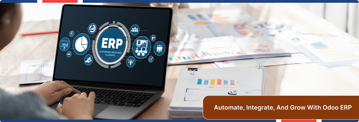 Odoo ERP integration displaying enterprise data management and analytics | Flexsin