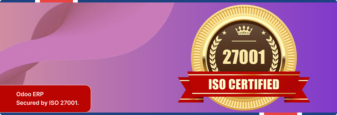 Odoo data security ERP ISO 27001 certification medal representing trusted information security compliance | Flexsin