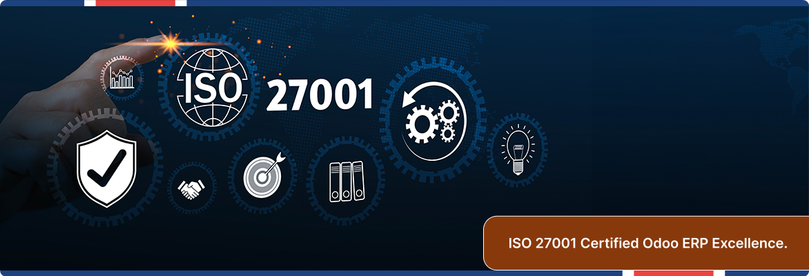 Odoo data security ERP ISO 27001 certification illustration highlighting enterprise data security standards | Flexsin
