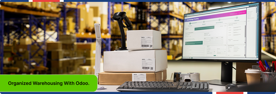 Organized warehouse supported by Odoo inventory management systems.
