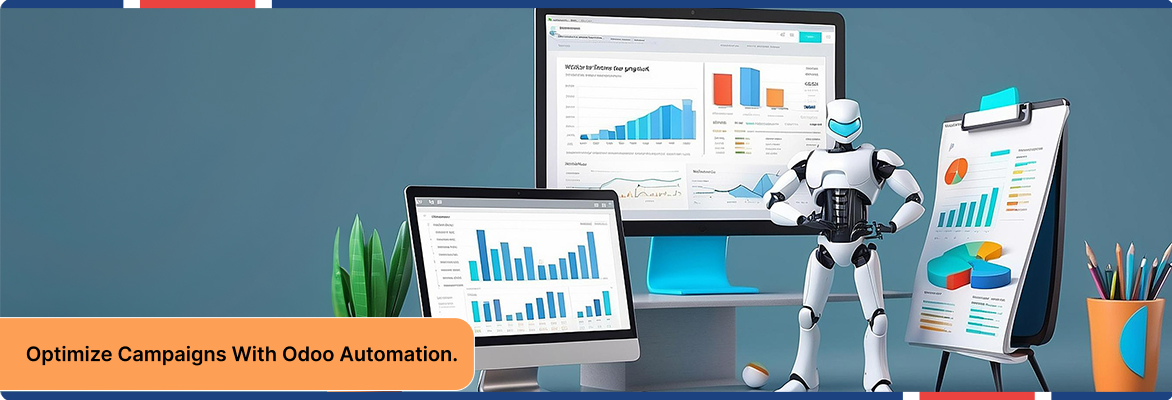 Odoo marketing automation CRM dashboard with AI-driven business analytics.