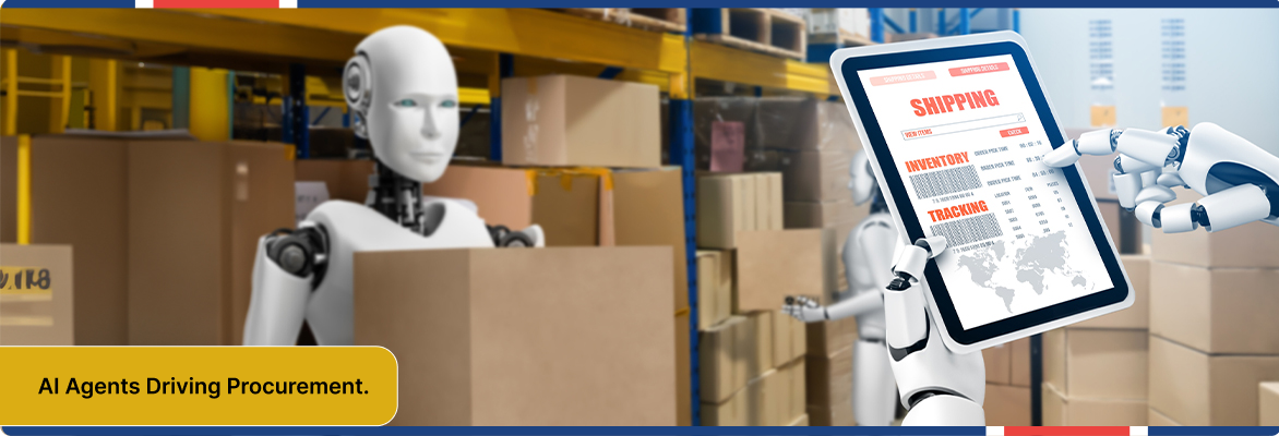 AI procurement agents streamlining procurement and inventory management in a warehouse.