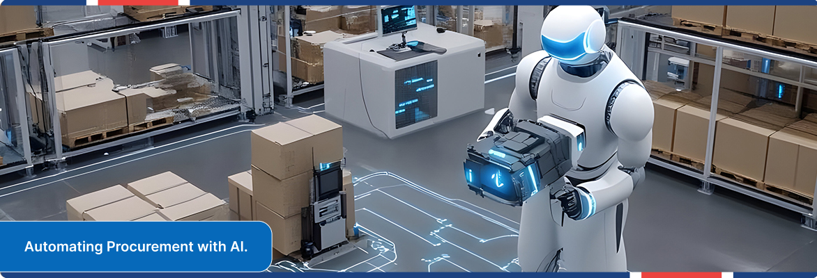 AI procurement agents coordinating warehouse inventory and automated logistics operations.
