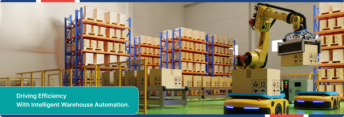 Smart warehouse automation for automated material handling.