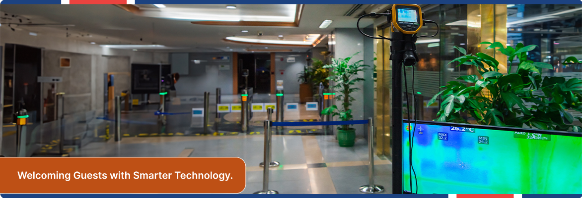Smart hotel entry process driven by AI in guest experience.