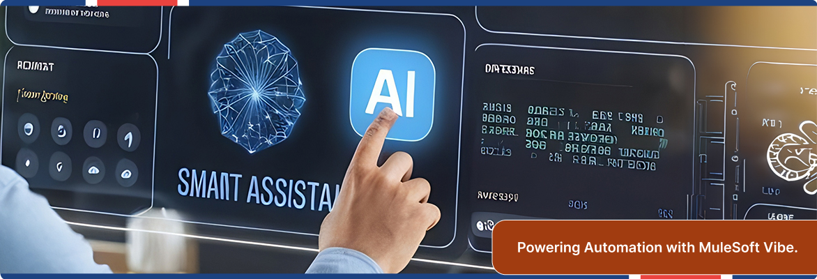 AI-powered enterprise ecosystem enabled through MuleSoft Vibe integration and API connectivity.