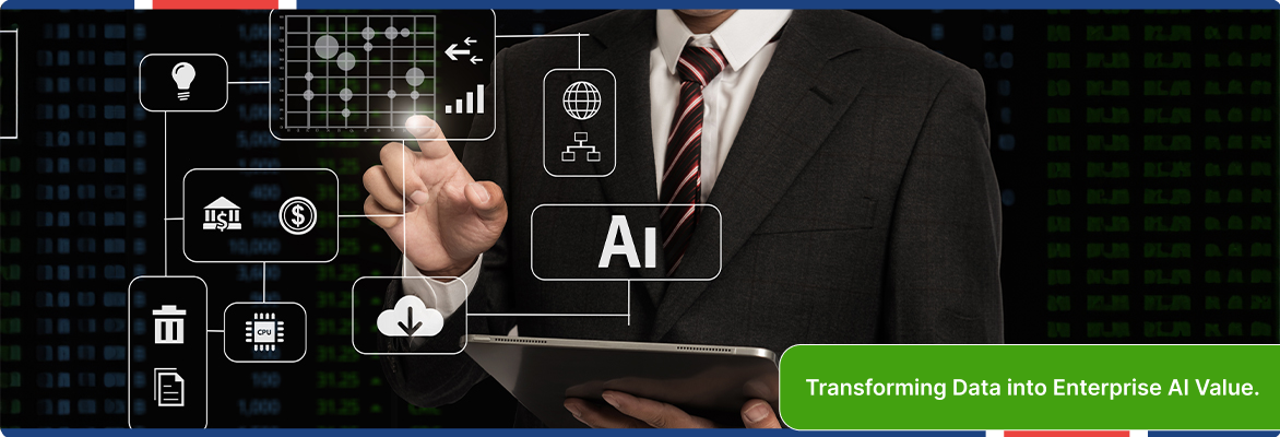 Business leader using digital analytics to guide enterprise GenAI adoption initiatives.