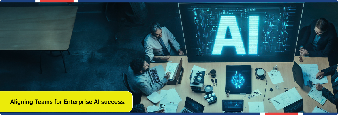 Business leaders discussing enterprise GenAI adoption during an AI strategy meeting.