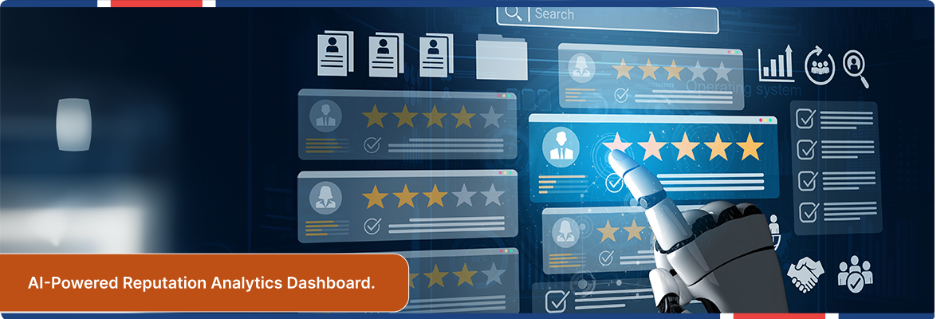 AI online reputation management dashboard tracking brand sentiment.