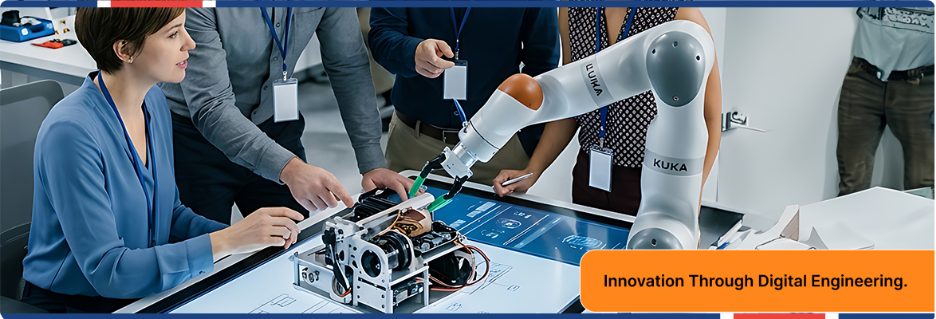 Engineers developing innovative digital engineering 2.0 solutions.